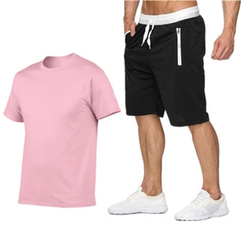 Pamuk-konoplja Ljeto 2021, Komplet od dva predmeta, Muška t-Shirt kratki rukav, Skraćeno Top, Kratke hlače, Muška Sportska Odijela, Moderan Dizajn PP94
