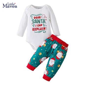 Little maven 2023, Božićno odjeća za djecu, Slatka setove, Pamučni kompleti za djecu od 0-2 godina