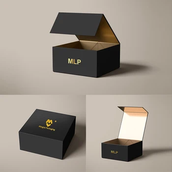 Pojedinačni proizvod, Luksuzni custom logo, Sklopivi ambalaža od recikliranog kartona, Magnetska kutija, Crna Male Sklopivi Proizvodnja Poklon kutija