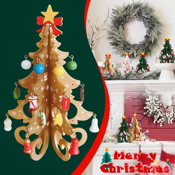 2023 Božićno drvce s malim privjescima Božićne dekoracije Poklon nakit Drveni Božićno drvce Izgled scene