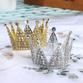 Crown, Topper za tortu, Kristalna Biserna tijara, dječja ukras za kosu, pribor za zurke u povodu Dana rođenja