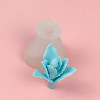 HC0438 PRZY 3D Oblika lišća i cvijeća, Obrazac za pupoljaka sapuna, Silikonski Kalup za svijeće za rođendan, Valentinovo, Dekor od gline i tar