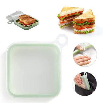Kutija za sendvič tost Bento Box Održivi kontejner za ланча, Posuđe za mikrovalnu, Reusable Silikonska kutija za sendviče