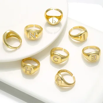 Kreativna prsten sa pečatom od početnih slova A-Z za muškarce i žene, podesiv prsten s kristalno, prsten od 26 slova u rasutom stanju