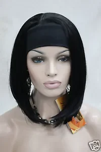 Slatka perika 3/4 s dressing na glavu, crni, 2 # izravan ženski kratki sintetički полупарик