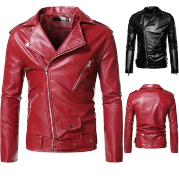 2023 Muška jesensko-zimske kožne jakne s lapels, poslovna svakodnevnica мотоциклетная kožne jakne s kosim munja od umjetne kože