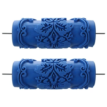 2X Slika valjak S ukrasnim motivima za dizajn strojeva Cvijeće / Plava 15 cm