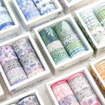 skup trake za wasi serije sea and forest, 10шт, japanski papir naljepnice s cvjetnim uzorkom, cvjetni ljepljive trake za scrapbooking, Fiksna