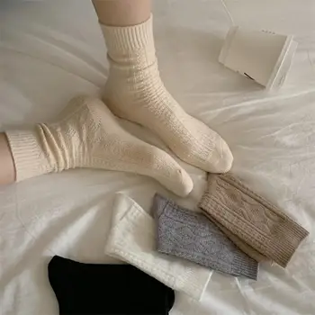 Ženske jesensko-zimske čarape na prosječnu zaštitom gležnjeva, debele pletene čarape, visoka elastičnost, mekani topli neklizajući sportske čarape za svaki dan