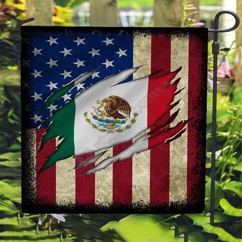 Meksiko Američku zastavu 3D Kompletan ispis termo transfer Vrt zastave Viseće Dekoracije za dom Obostrani ispis