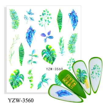 2023 Nove naljepnice sa zelenim cvijećem, lišćem, drvetom, vodom, Proljeće-ljeto teme, naljepnice s cvjetnim transfera, Klizač za ukrašavanje noktiju