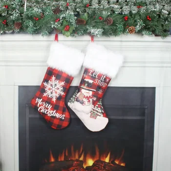 Novi Božićni Ukrasi U Crnu i Crvenu Ćeliju, Male Božićne Čarape, Poklon Čarape S Bombonima, Viseće Dekoracije, Dječji Tajice