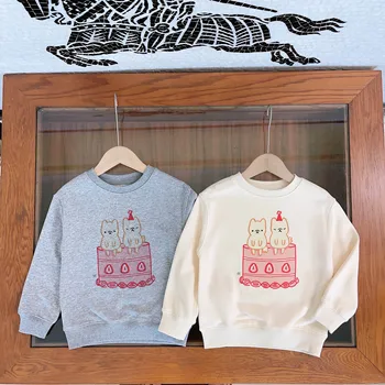 Džemper težina 320 g, visokokvalitetna odjeća 2023, jesen i zima, novi džemper od čistog pamuka s dugim rukavima za dječake i djevojčice u zapadnom stilu
