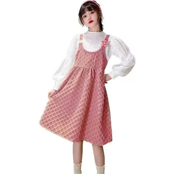 Modni Pulover za djevojčice, Dječje Proljeće-jesen kostime, Dječja Elegantna Odijela, Haljina-kombinacija za djevojčice + Top, Dječja odjeća 4, 6, 8, 9, 10, 12, 13 Godina