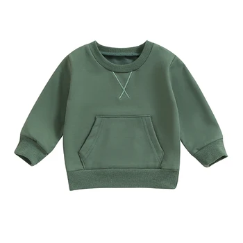 Majica za djevojčice i dječake s okruglog izreza i dugim rukavima, pulover s vezom, majice, jesen odjeća