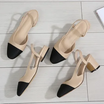 Nove Sandale s oštrim vrhom, Trendy Cipele na niskoj kvadratni petu cipele bez pete jednostavno, Ženske cipele za stranke u Korejskom stilu, Pogodan u boji, Chaussure Femme 2024