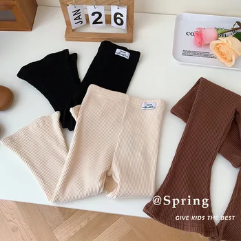 Dječja odjeća 2023 godine, novo proljeće, široke hlače u korejskom stil za djevojčice, običan slatka svakodnevne slobodne hlače-zvono dno za djevojčice