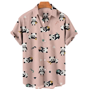 Ljetni Havajski Dječačke Košulje I Bluze SA 3D Ispis Panda, Casual Moda Однобортная Bluzu kratkih rukava, Dječja Odjeća