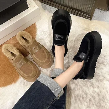 Ženska plišani cipele 2023, novo zime, univerzalni casual cipele s okruglim vrhom, tople čizme s debelim potplatima, besplatna dostava
