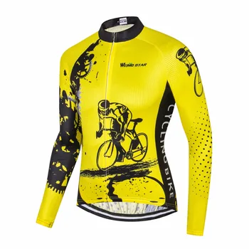 Žuta Biciklistička majica 2018 Muški bicikl sa dugim rukavima Ropa Ciclismo Cycle Maillot Biciklistička top MTB Biciklistička odjeća Proljeće i Jesen