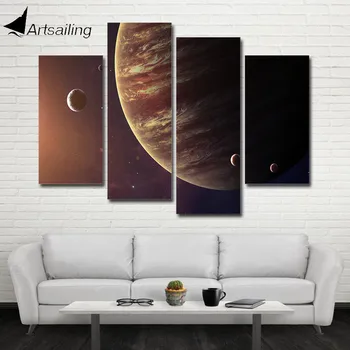 Dekorativna slika u HD-po cijeloj površini, 4 predmeta, zvijezda Jupiter, platno, dekoracija za sobu, plakat, slika na platnu, 4 predmeta, platno, art