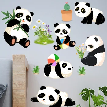 Slatka panda, Dječje Bamboo naljepnica za zid, tapete za dnevni boravak, Dječja soba, home dekor za djecu