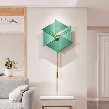 Moderna минималистичная Dekorativna Slika u skandinavskom stilu, Zelene zidni satovi, Kreativno Zidno Slikarstvo u restoranu, Zidni sat, uz vaše isključenje zvuka