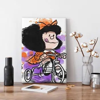 Plakati i grafike Mafalda na zidu, slika na platnu, zidni umjetnička slika za dnevni boravak