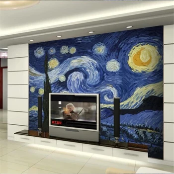 Custom pozadine 3d freska HD učinak drvoreza van starry dekorativna slika pozadina za uređenje doma papel de parede 3d desktop