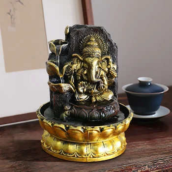 Kip Hindu Boga Ganeša, Unutarnji Vodoskok, Vodeni Led Krajolik, Uređenje Kuće, Sretan Ukras Feng Shui, Ovlaživač Zraka