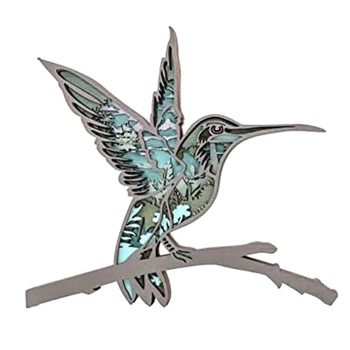 1 Kom.. 3D drvoreza životinja, dekor ptica kolibe Drveni kipovi životinja, kao što je prikazano na slici Šimšir za kućnu spavaće sobe