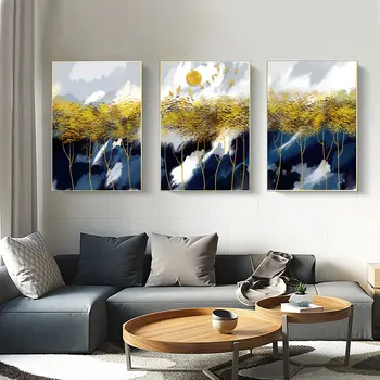 Ukras u skandinavskom stilu i Apstraktno žuto drvo Platno Slikarstvo Plakata i grafika Krajobrazne slike za dekor zidova soba
