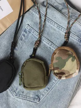 Japanski casual platna mini-držač za kovanice, torbica za Bluetooth slušalica na munje, mala torba za ključeve ins za muškarce i žene s remenom