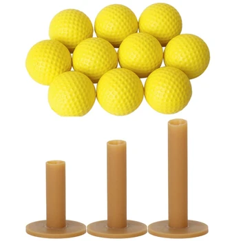 10шт Žuta Mekana Elastična Trening lopta za golf od poliuretana u zatvorenom prostoru i 3X Tees za golf Kava čvrsta Spojnica Za golf 60/ 70/ 80 Mm