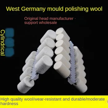 Obrazac za poliranje vune West wool sa brušenje glave, cilindrična stana bris za slr poliranje, zašiljeni konus, cilindrični ručka promjera 3 mm