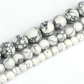 Šarmantan Perle svojim rukama u rasutom stanju, 4, 6, 8, 10 mm, Crna Linija, Bijeli Kamen, Perle, Pribor za izradu narukvice i ogrlice