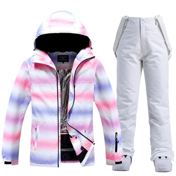 Ski odijelo -30 stupnjeva, ženske zimske jakne i hlače za snijeg, topla vodootporna zimska jakna za bavljenje sportom na otvorenom, škola odjeća marke