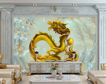 beibehang nova zidno slikarstvo s kineskog zmaja u pozadini, zidno slikarstvo na red, 3D tapete, 3D pozadina za dnevni boravak