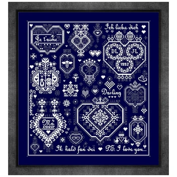 Vrt ljubavi skup križićima jednostavan uzorak 14 karatnog 11 karat tamno plava tkanina pamuk svilene vez DIY ručne i zidne velika slika