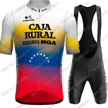 Mayo Venezuela Caja Rural Team 2024 Biciklizam Dres Komplet Muške Ljetne Haljine Majice Za Cestovne Bicikle Odijelo Biciklistička Startni Kratke hlače MTB Odijevanje