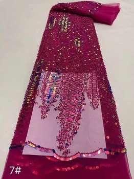 2023 Kvalitetan 3D Cvjetni moda Francuski Vez cvjetne čipke tkanina od perli Afrička Нигерийская cvjetne čipke tkanina sa šljokicama za vjenčanica