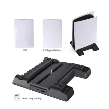 Za PS5 Bogata rashladni stalak za konzole PS5 Podrška ventilatora za raspodjelu topline PS5 osnovni kontroler za raspodjelu topline domaćin punjač