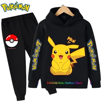 Dječja odjeća s dugim rukavima, Pokemon Pikachu, kompleti odjeće za djecu od 3 do 14 godina, sportski casual odijelo za malih dječaka, majica + hlače, setove za