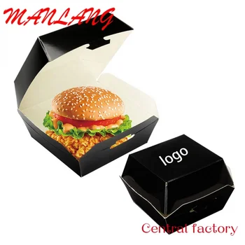 Običaj običaj smeđa crna bijela karton Papercorrugated Papier Preklopni za hamburgera i krumpir Krumpir dostava ambalaža od hrane papira