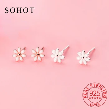 Trendi naušnice-roze iz ovog 925 sterling srebra za moderne žene, slatka uređenje s biljkama, минималистичные pribor