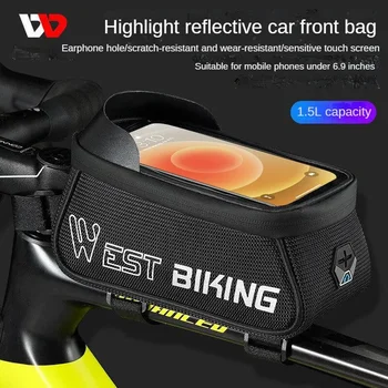Biciklistička torba WEST BIKING, светоотражающая prednja torbica za mobilni telefon, torba za prednje grede mtb, torba za vrh cijevi, oprema za bicikl