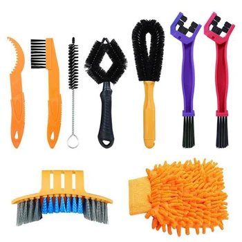 Set alata za čišćenje bicikala od 9 predmeta, četka za čišćenje lančanik lanac, zupčana zube, sredstva za čišćenje za sve vrste bicikala