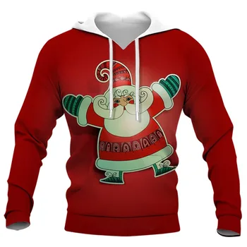 Božićni poklon, veste s 3D grafikom za muškarce, ženska odjeća, svakodnevne pulover dugih rukava, majica s likom Djeda Mraza, majice s kapuljačom