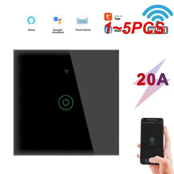 Pametan zidni prekidač Tuya WiFi 20A EU, dodirni prekidač za bojler za pametne kuće, radi s glasovnim upravljanjem Alexa Google Home