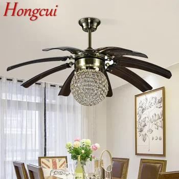 Hongcui Nordic LED Fan Light, Američki Starinski restoran, dnevni boravak, radna soba, Stropni ventilator, Daljinski, Električni ventilator